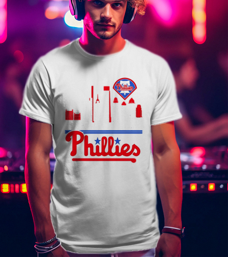 Philadelphia Phillies 2025 City Skyline And Players Names T-Shirt