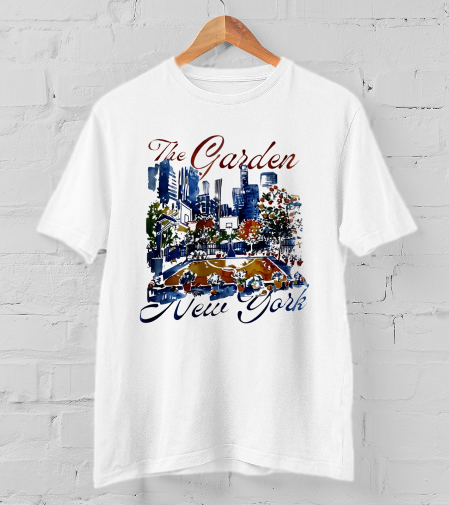 The Garden New York Basketball Court Skyline Blossoms T-Shirt