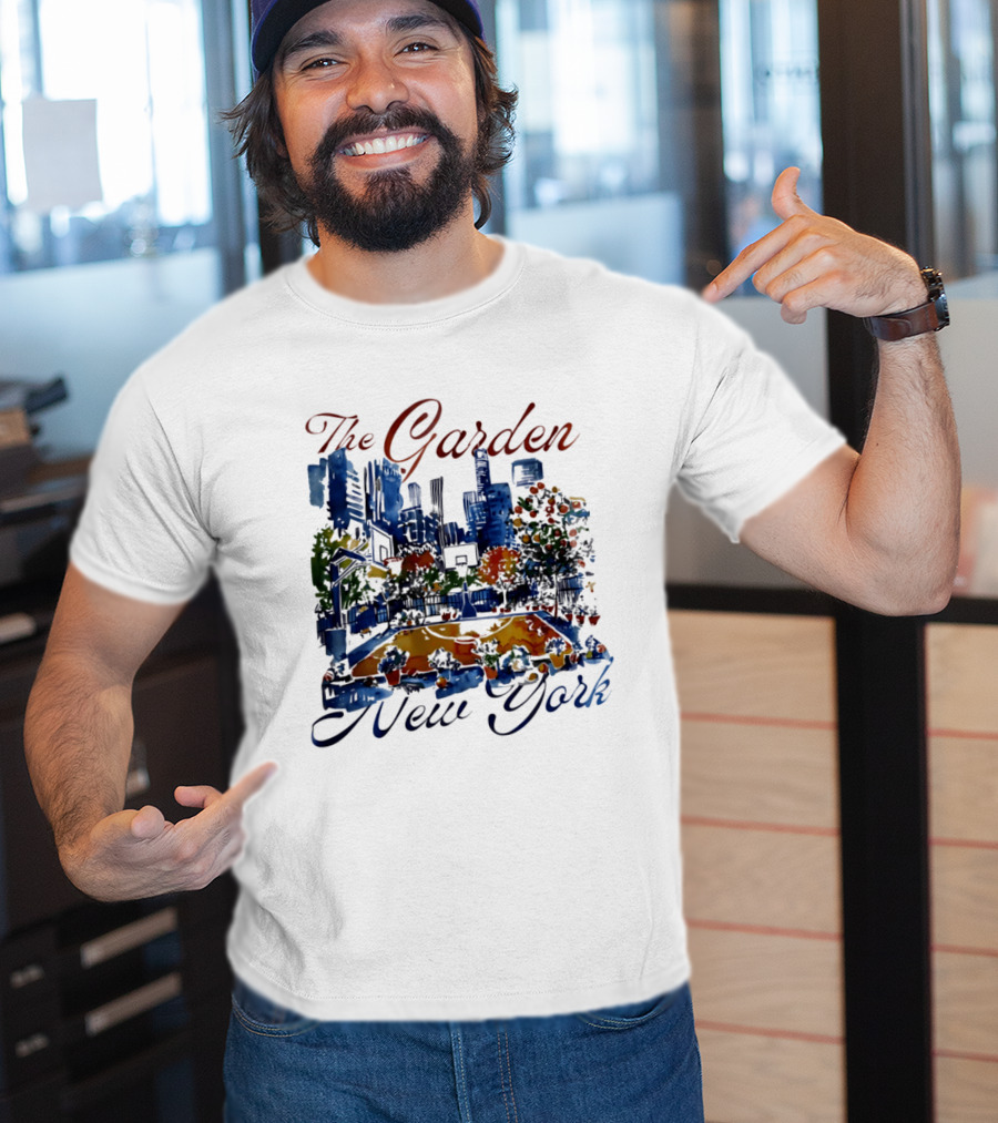 The Garden New York Basketball Court Skyline Blossoms T-Shirt