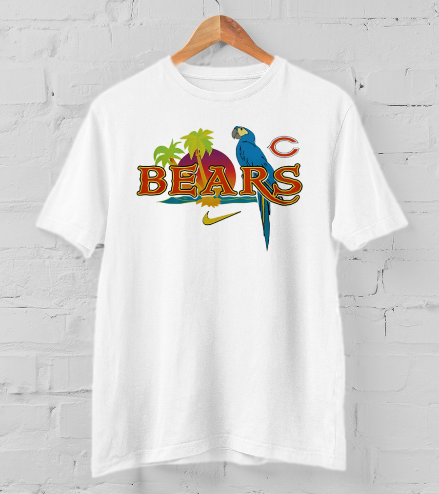 Chicago Bears Tropical Sunset Parrot Nike Collaboration T-Shirt
