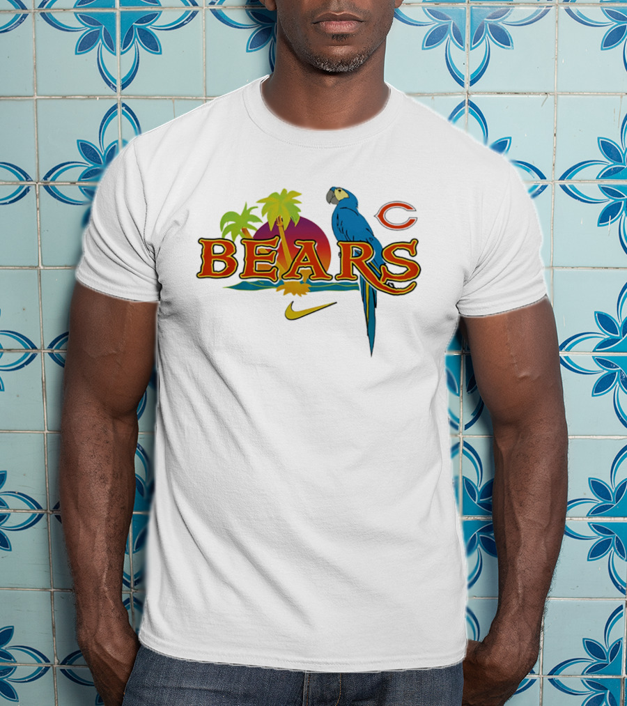 Chicago Bears Tropical Sunset Parrot Nike Collaboration T-Shirt