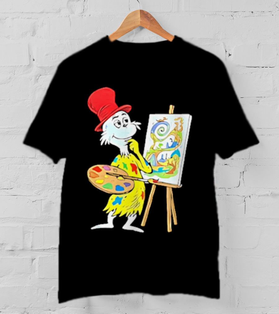 Sam I Am Red Hat Palette Painting Easel Whimsical Scene T-Shirt