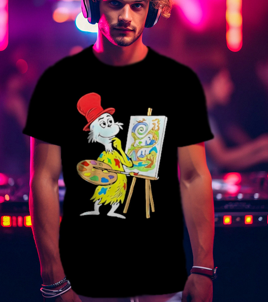 Sam I Am Red Hat Palette Painting Easel Whimsical Scene T-Shirt