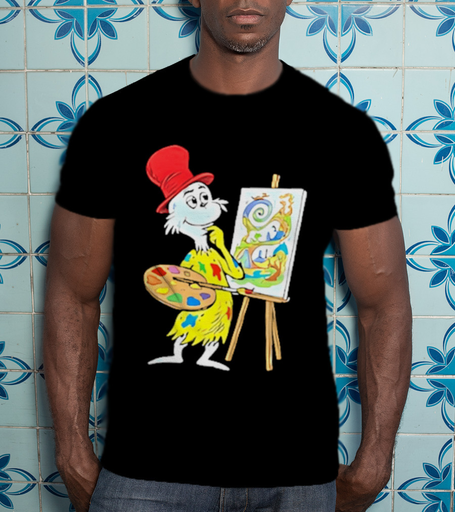 Sam I Am Red Hat Palette Painting Easel Whimsical Scene T-Shirt