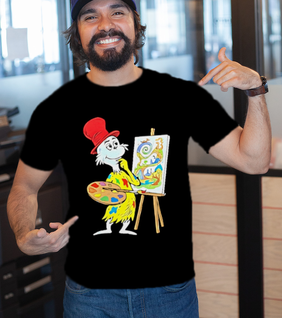 Sam I Am Red Hat Palette Painting Easel Whimsical Scene T-Shirt