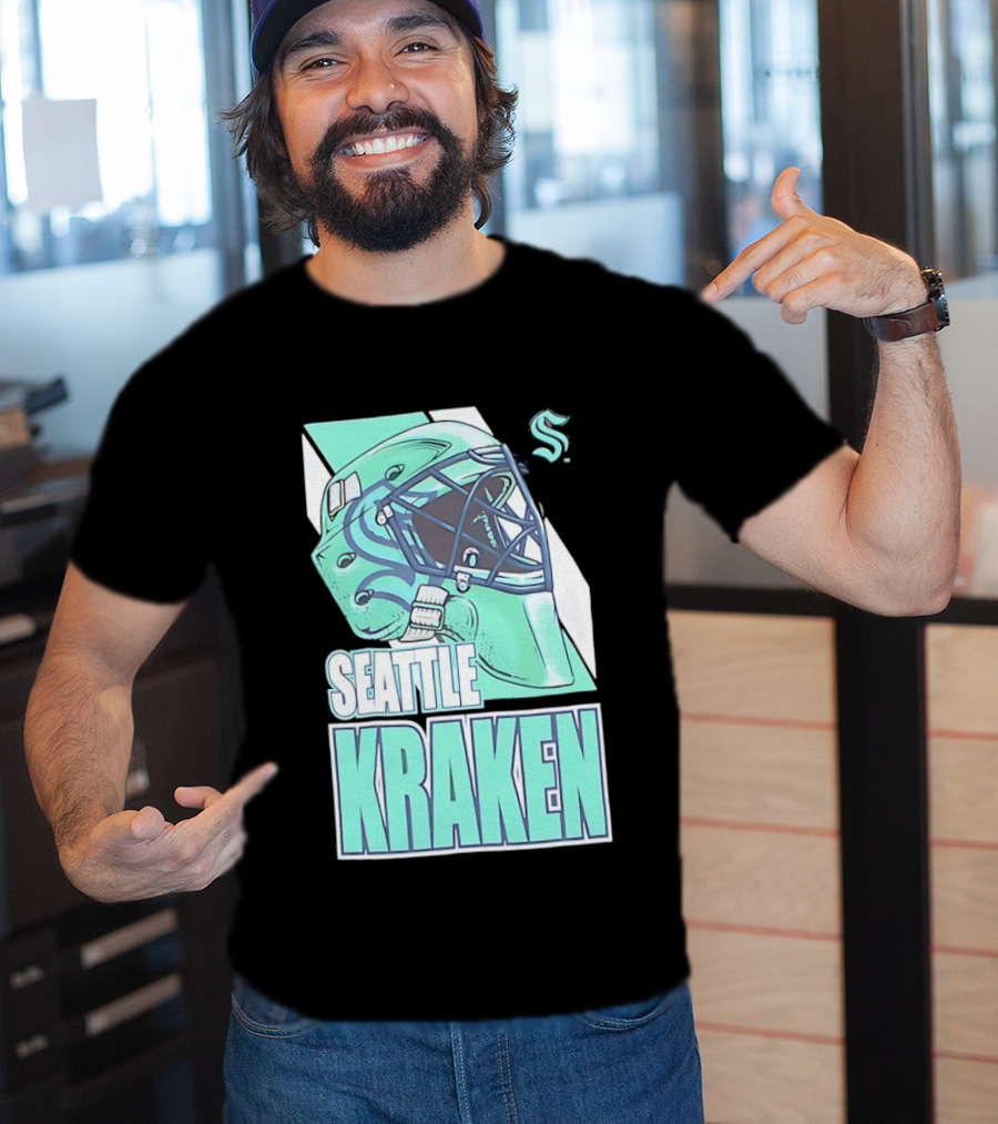 Seattle Kraken NHL Helmet Bucket Head Team T-Shirt