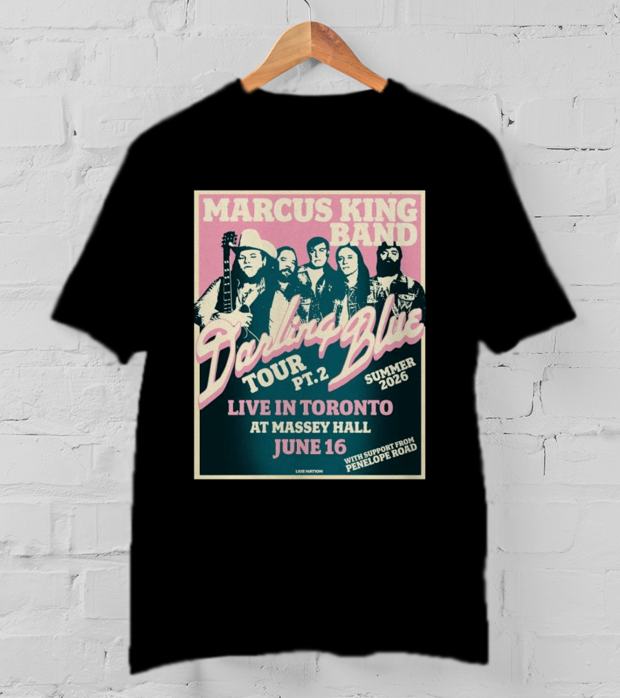 Marcus King Band Darling Blue Tour Part 2 Live In Toronto Massey Hall June 16 Summer 2026 Penelope Road Support T-Shirt