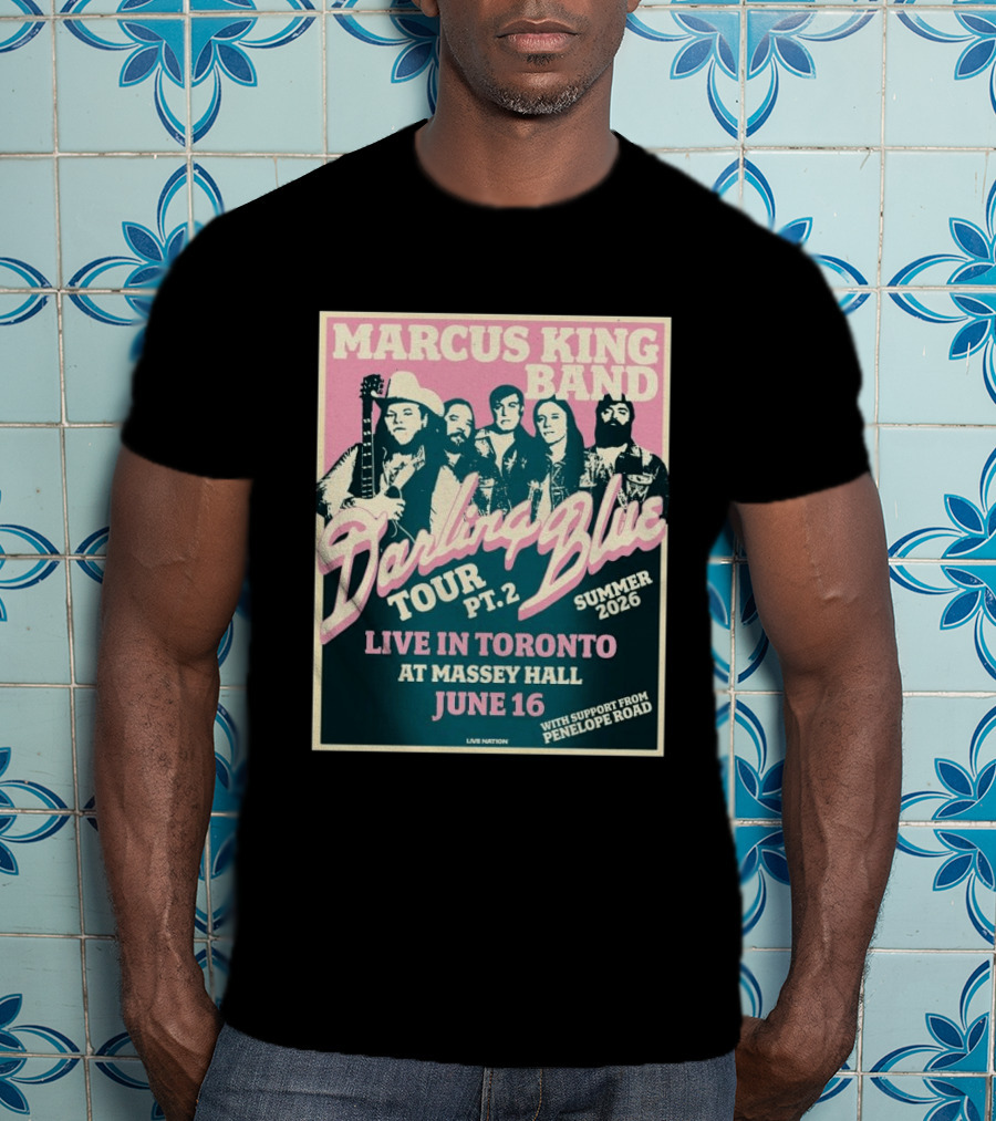 Marcus King Band Darling Blue Tour Part 2 Live In Toronto Massey Hall June 16 Summer 2026 Penelope Road Support T-Shirt