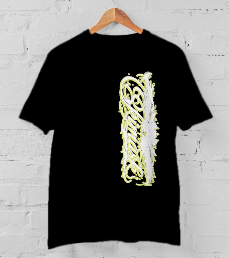 Ski Mask Script Neon Yellow Graffiti Style Vertical T-Shirt