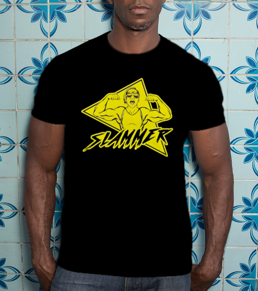 Slammer Muscle Man Headband Sunglasses Flexing Pose T-Shirt