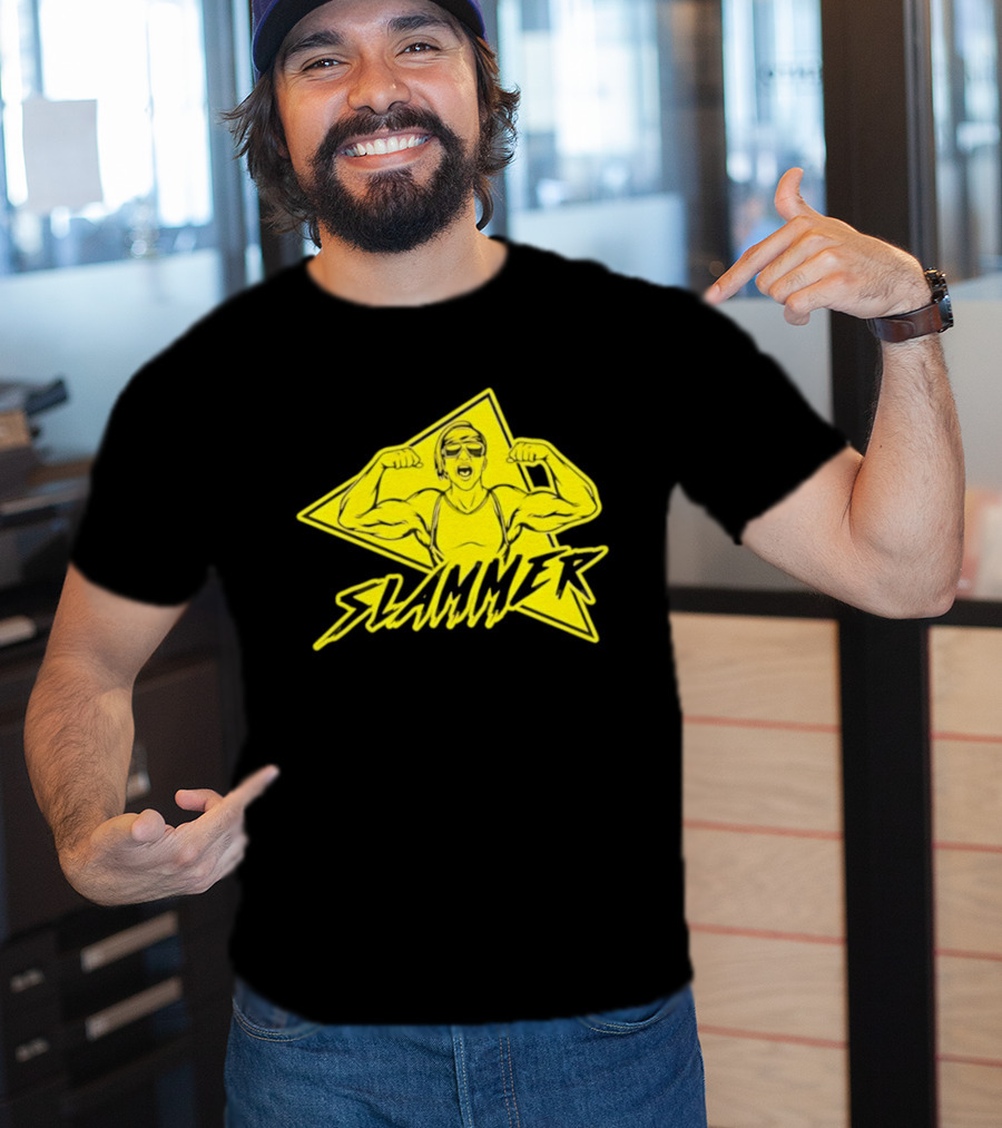 Slammer Muscle Man Headband Sunglasses Flexing Pose T-Shirt