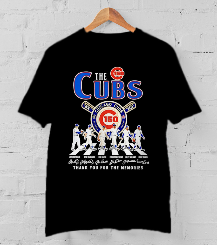 Chicago Cubs 150th Anniversary Thank You For The Memories Signatures T-Shirt