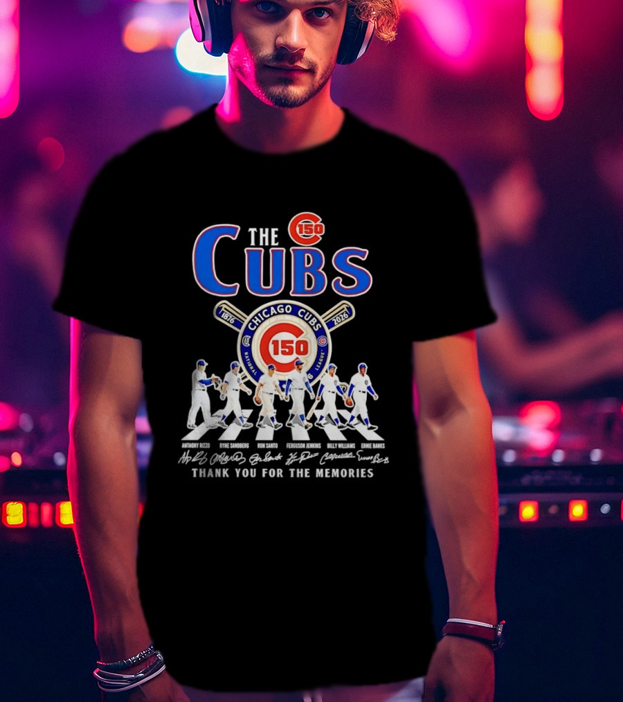 Chicago Cubs 150th Anniversary Thank You For The Memories Signatures T-Shirt