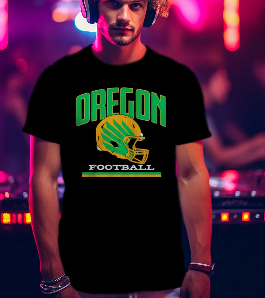 Oregon Football Green Yellow Helmet Iconic Team T-Shirt