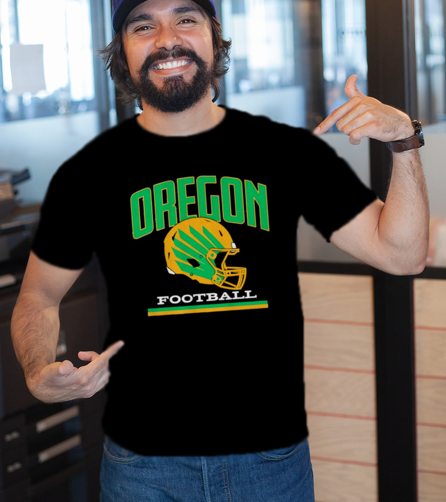 Oregon Football Green Yellow Helmet Iconic Team T-Shirt