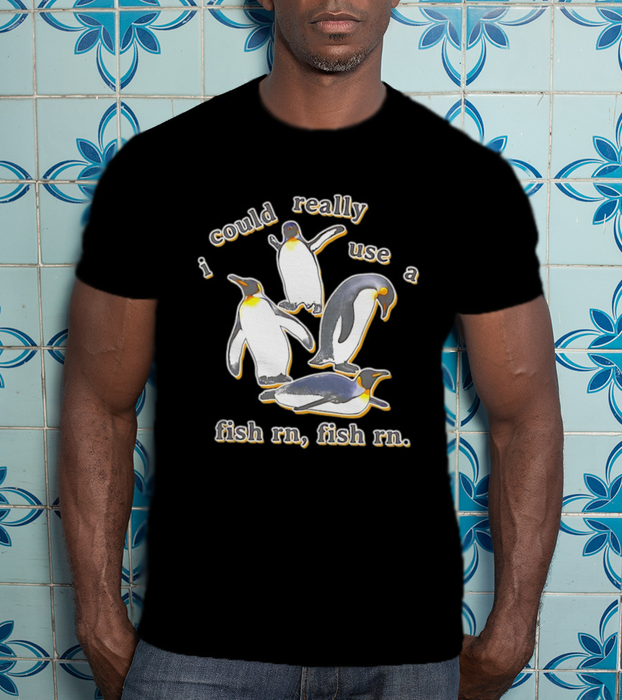Penguin I Could Really Use A Fish Rn Fish Rn Funny Penguin Saying T-Shirt