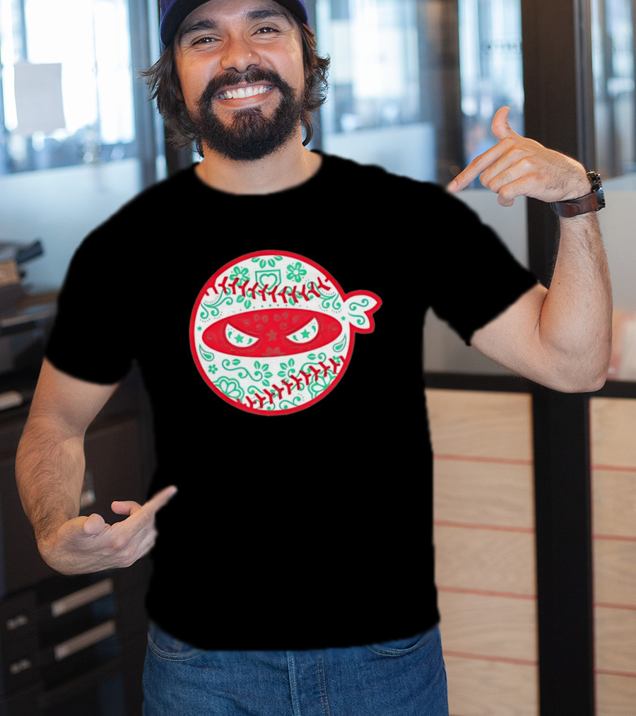 Pitching Ninja Mexico Baseball Dia De Los Muertos T-Shirt