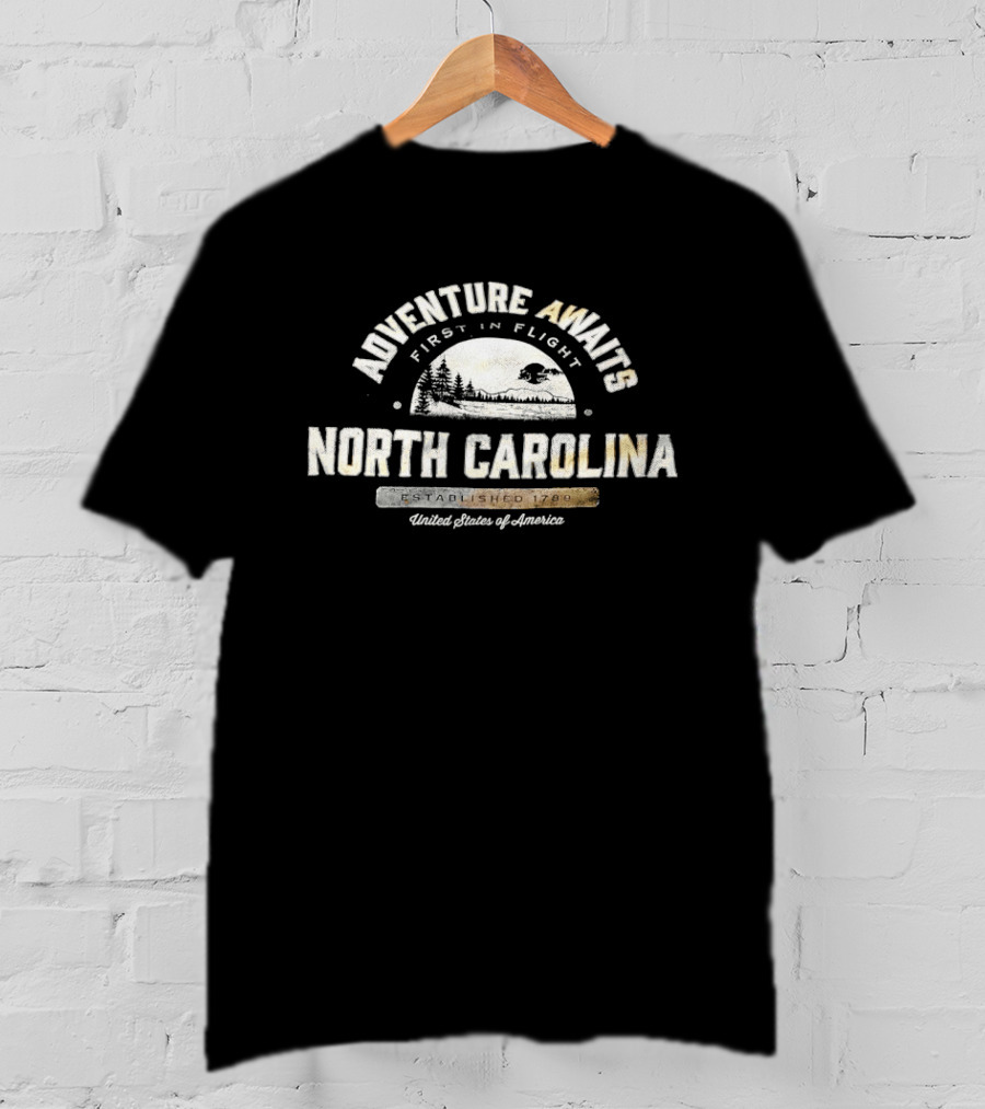 Adventure Awaits North Carolina First In Flight United States Established 1789 T-Shirt