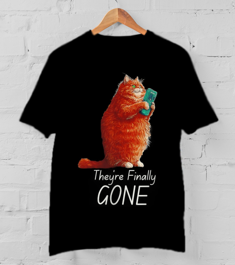 Cat They're Finally Gone Retro Video Game Console T-Shirt