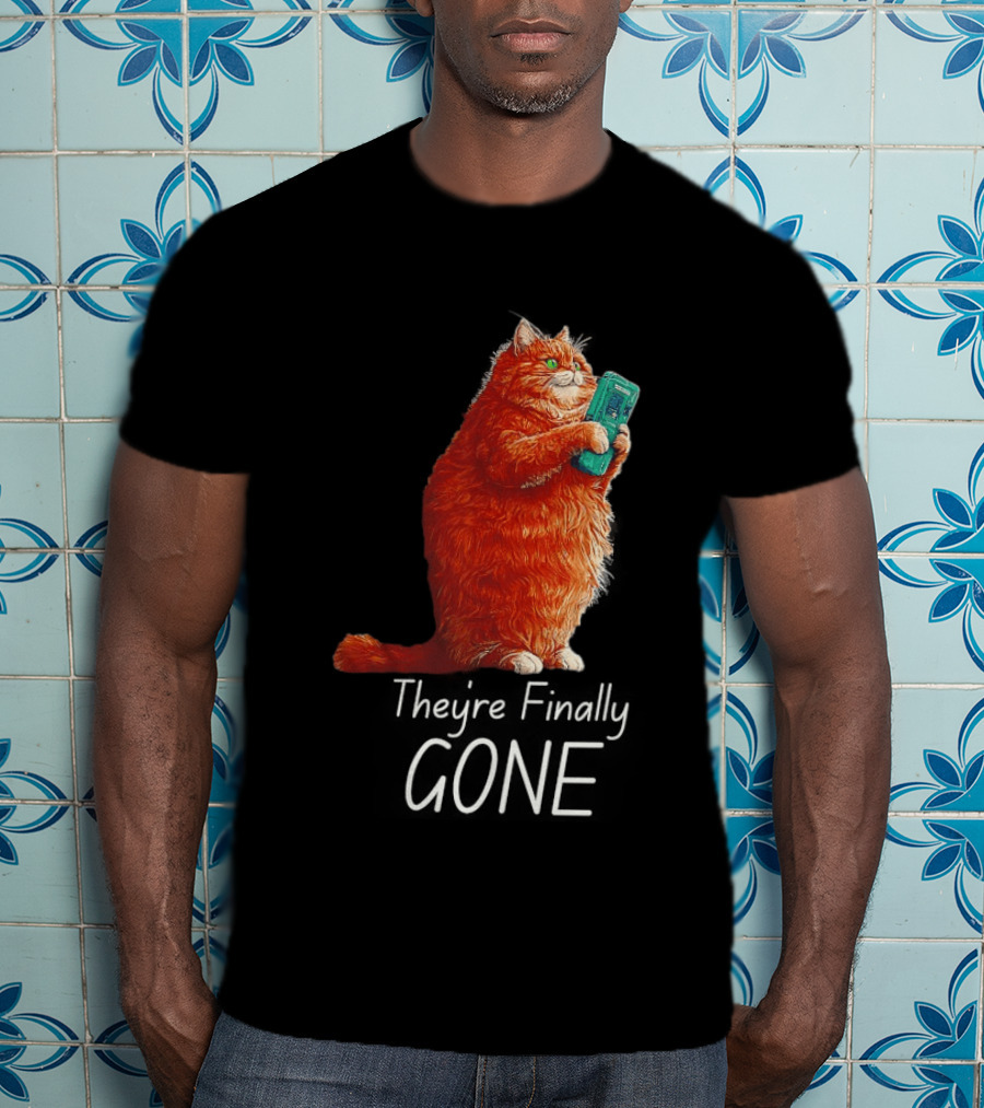 Cat They're Finally Gone Retro Video Game Console T-Shirt