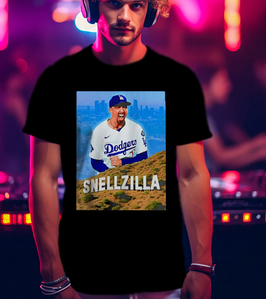 Blake Snell La Dodgers Snellzilla Los Angeles Skyline T-Shirt