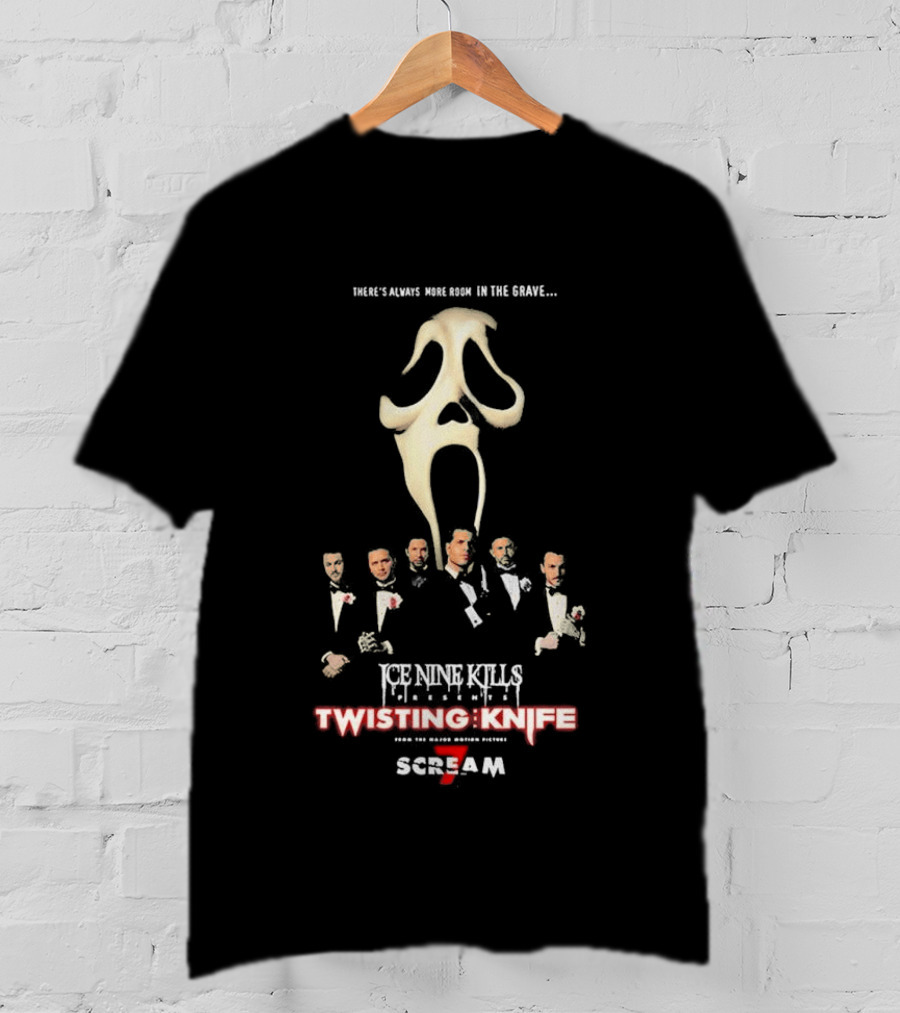 Ice Nine Kills Scream 7 Twisting Knife Marquee Ghostface Mask T-Shirt
