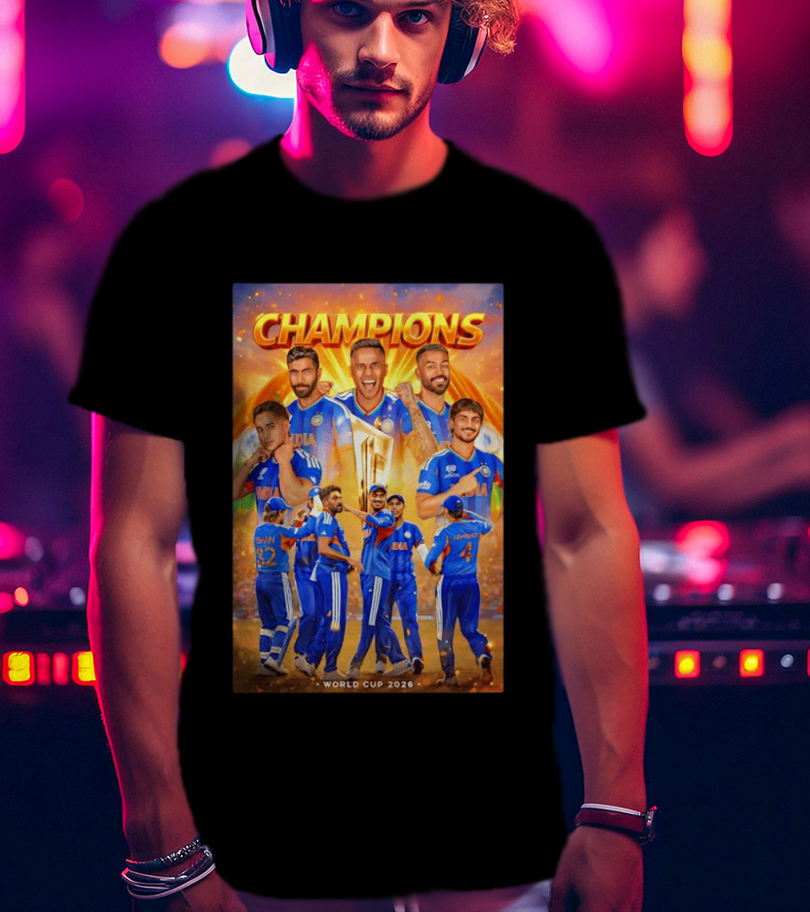 Champions India World Cup 2026 Cricket Celebration T-Shirt
