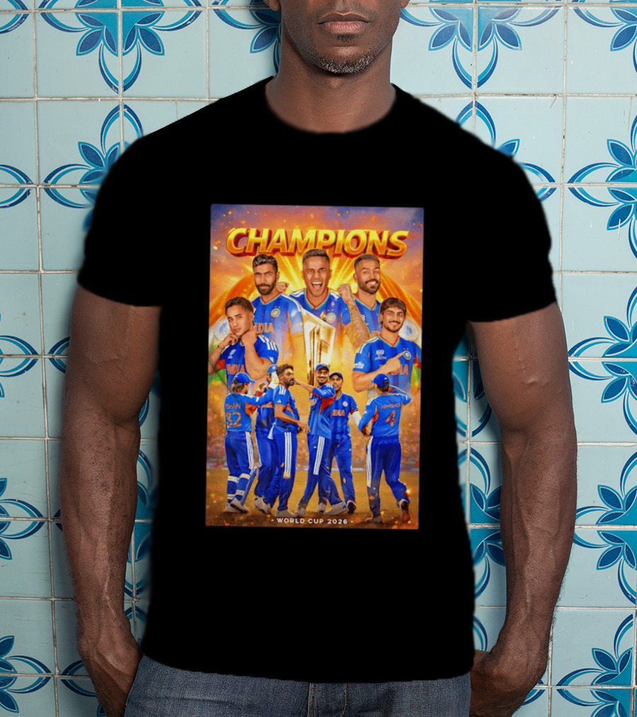 Champions India World Cup 2026 Cricket Celebration T-Shirt