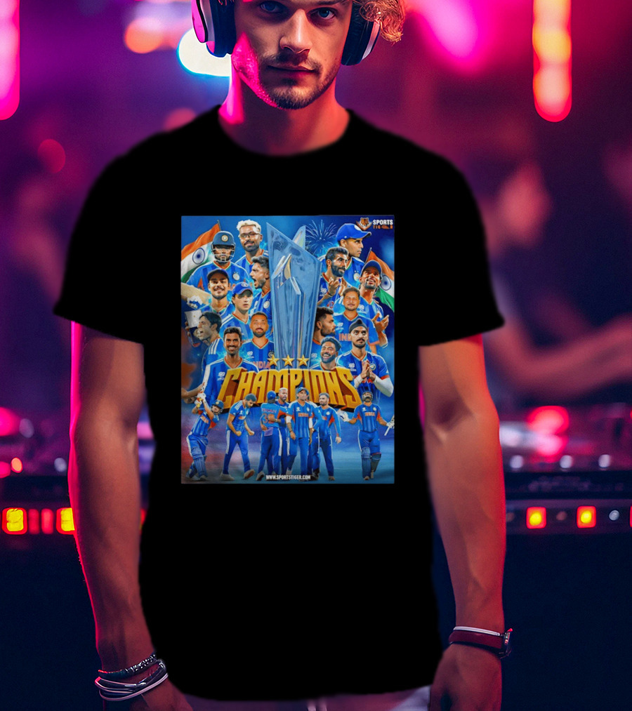 Indian Cricket Champions ICC Men's T20 World Cup 2026 Celebration T-Shirt