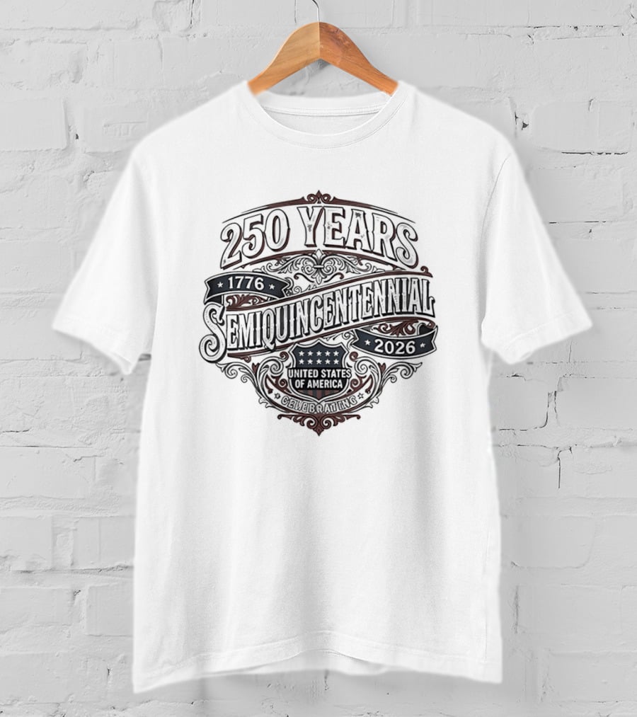 250 Years Semiquincentennial 1776 2026 United States Of America Vintage Banner Stars T-Shirt