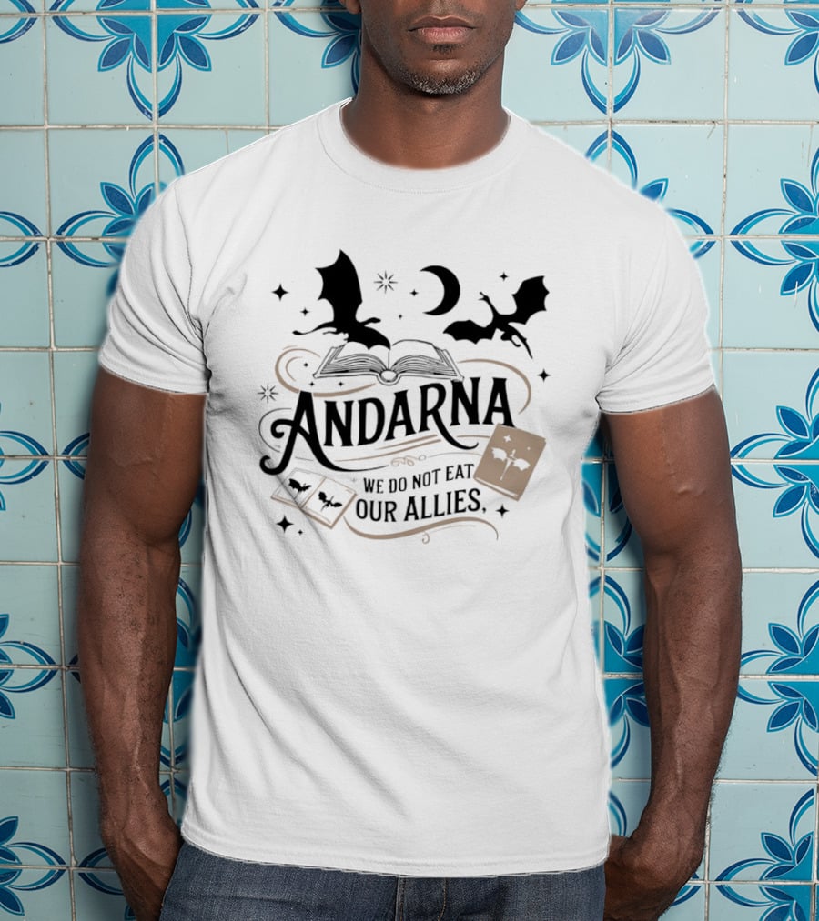 Andarna We Do Not Eat Our Allies Dragon Book Cards Night Sky T-Shirt