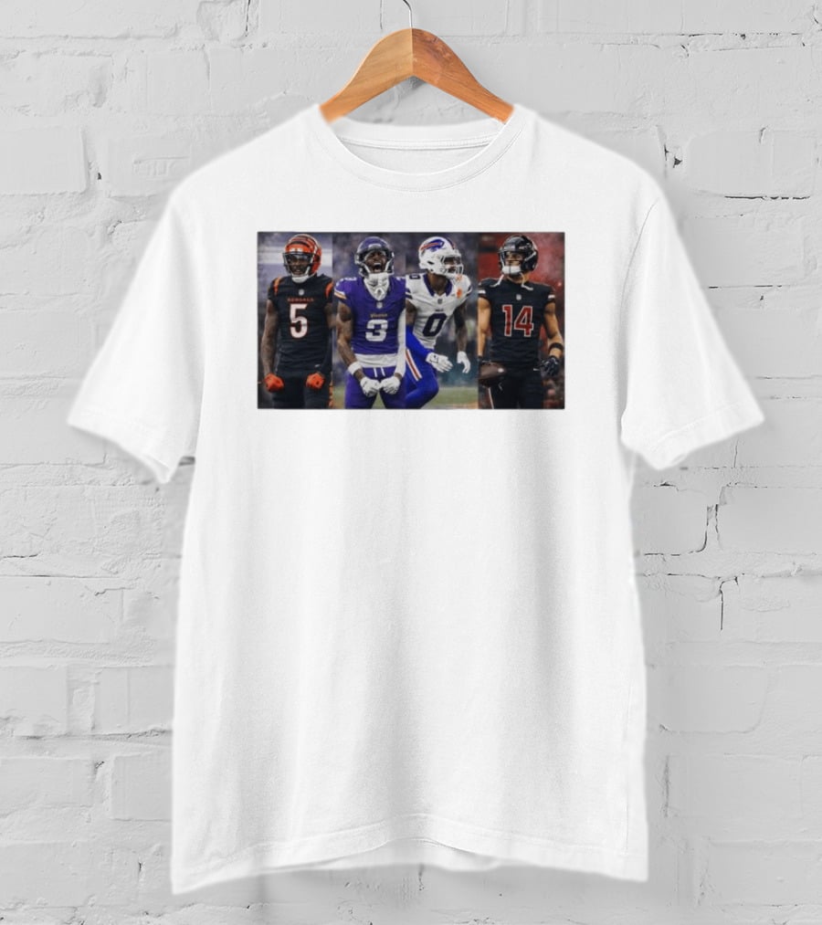 Bengals Vikings Bills Falcons Buckeyes Football Players NFL Collage T-Shirt