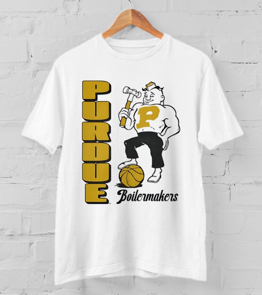Purdue Boilermakers Basketball Hammer 1970s Retro Team T-Shirt