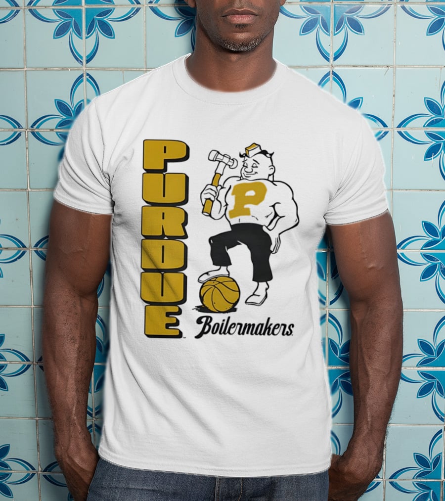 Purdue Boilermakers Basketball Hammer 1970s Retro Team T-Shirt