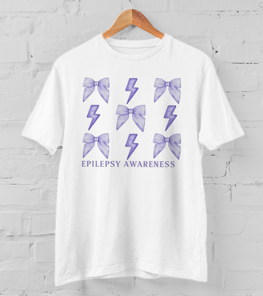 Epilepsy Awareness Purple Lightning And Bows T-Shirt