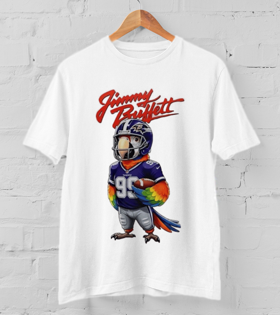 Jimmy Buffett Baltimore Ravens Parrot Jersey Number 99 Football T-Shirt