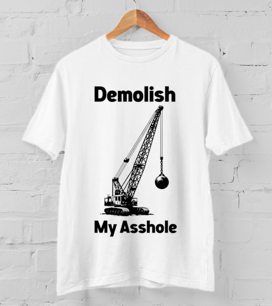 Demolish My Asshole Wrecking Ball Joke Humor T-Shirt