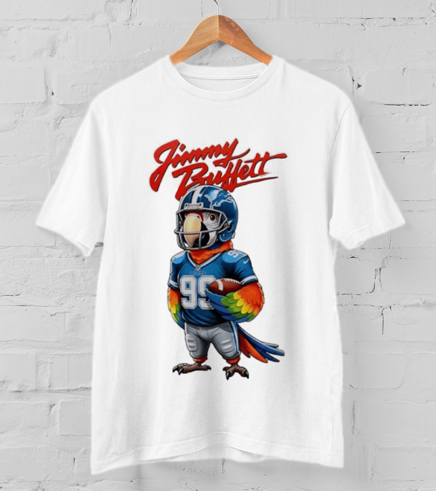 Jimmy Buffett Detroit Lions Parrot 99 Football Team Spirit T-Shirt