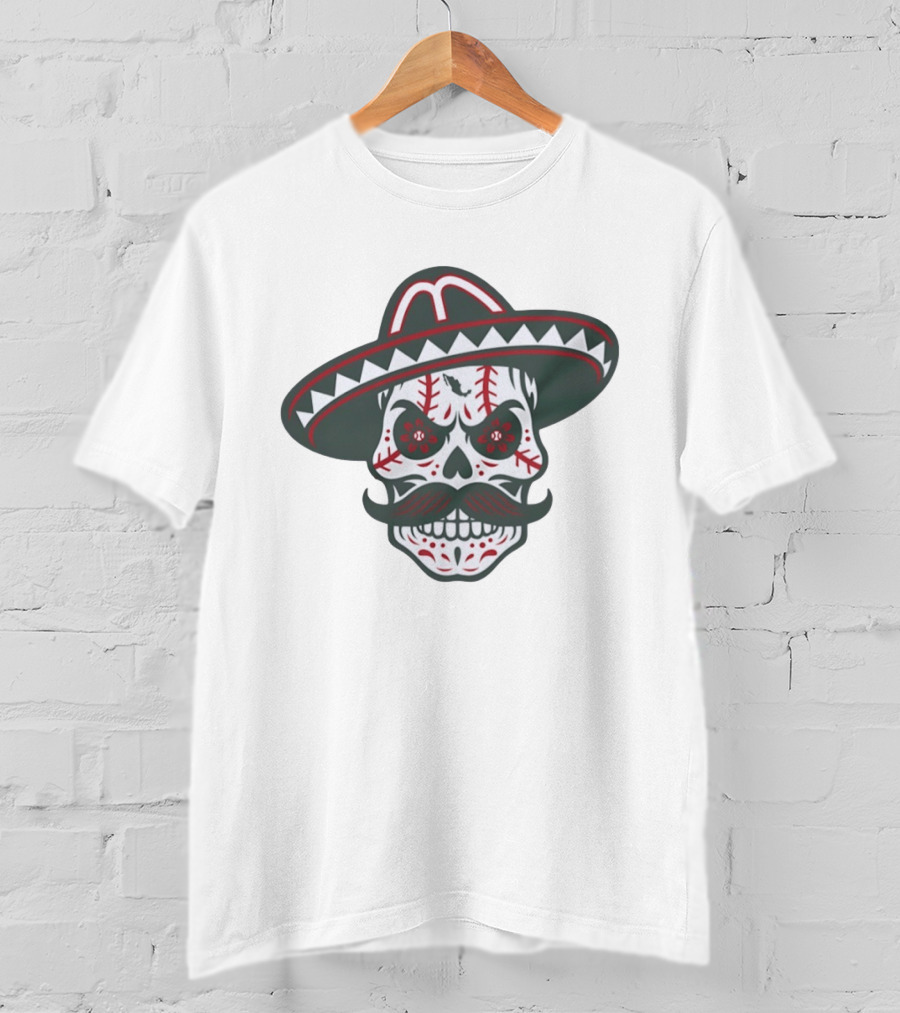 Skull Calaveras Mexico Sombrero Sugar Skull Baseball T-Shirt