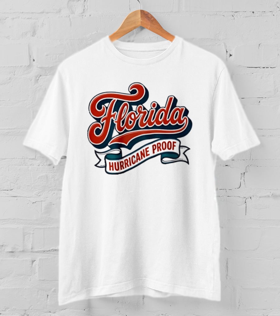 Florida Hurricane Proof Script Ribbon T-Shirt