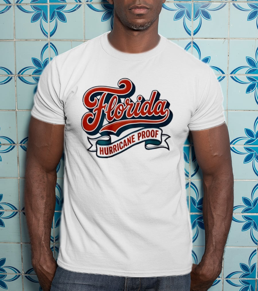 Florida Hurricane Proof Script Ribbon T-Shirt