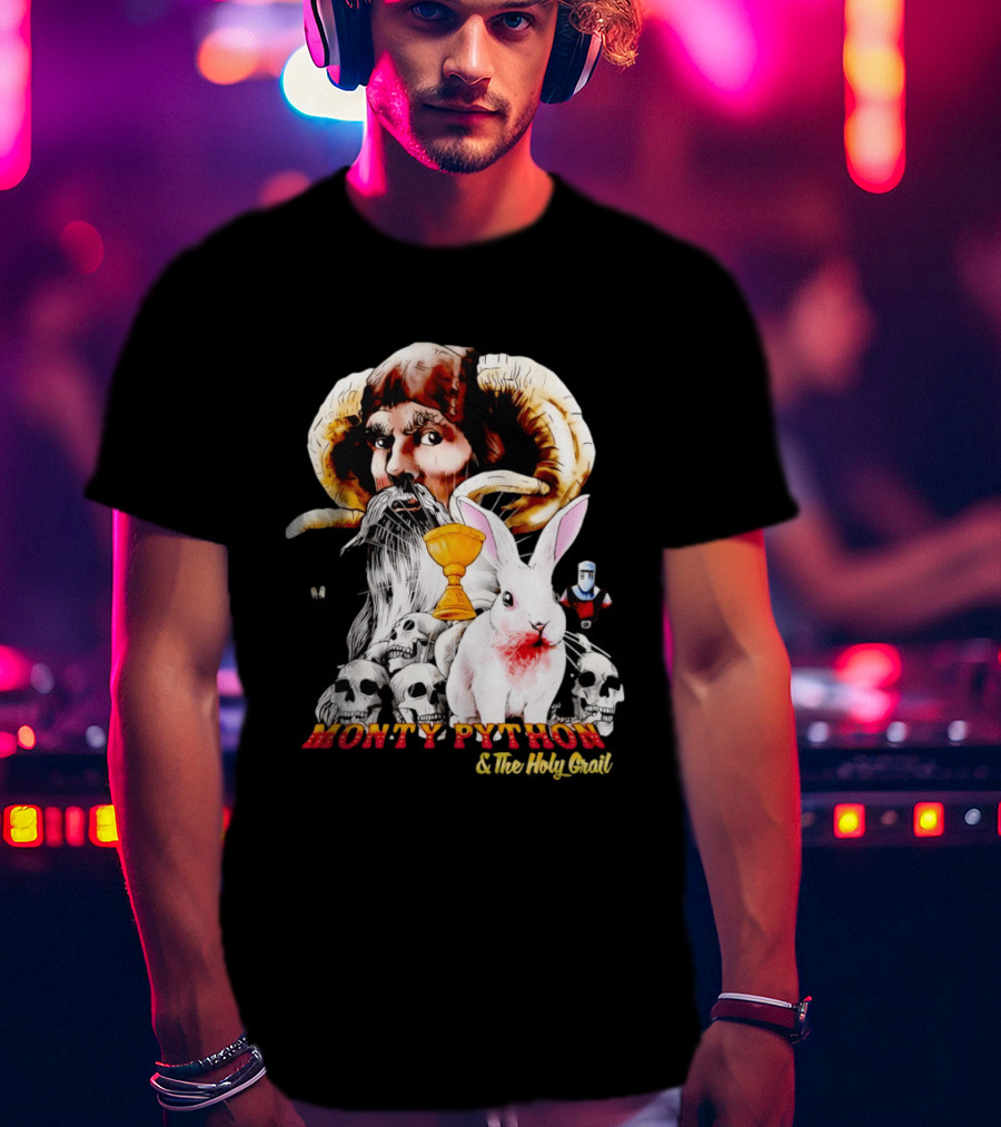 Monty Python And The Holy Grail Tim The Enchanter Killer Rabbit Grail Skulls T-Shirt