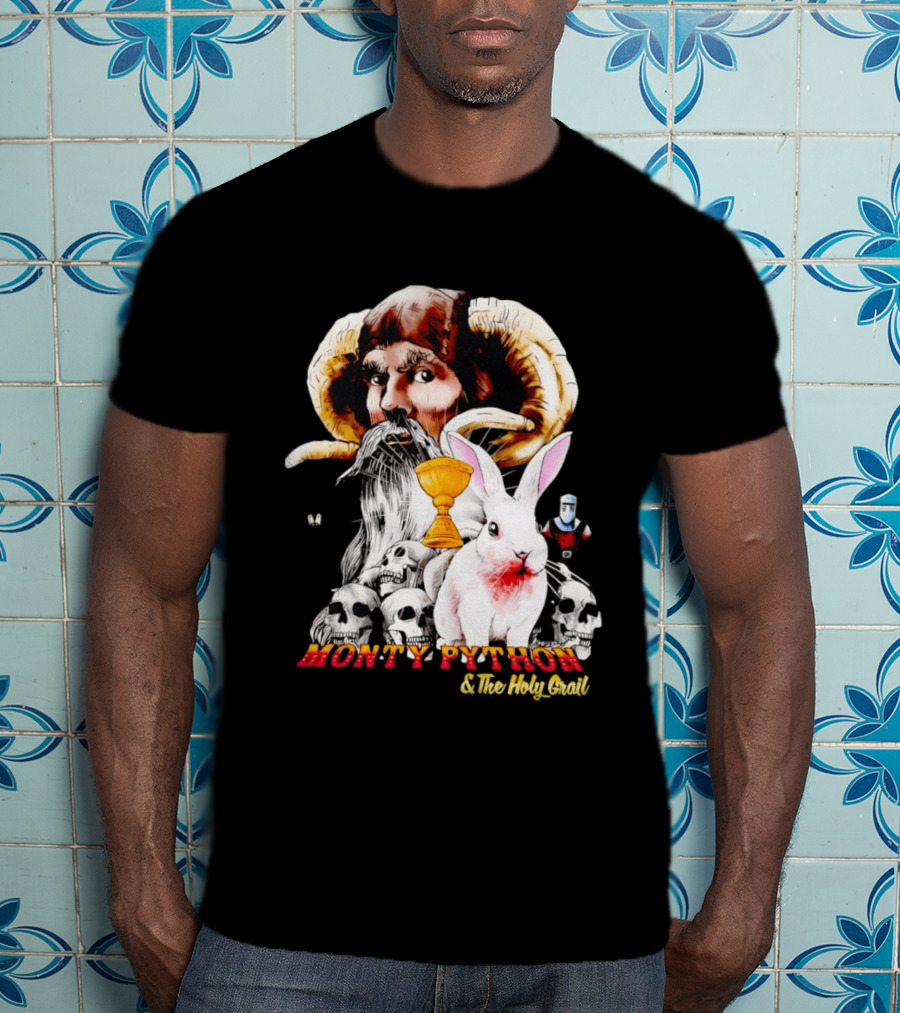 Monty Python And The Holy Grail Tim The Enchanter Killer Rabbit Grail Skulls T-Shirt