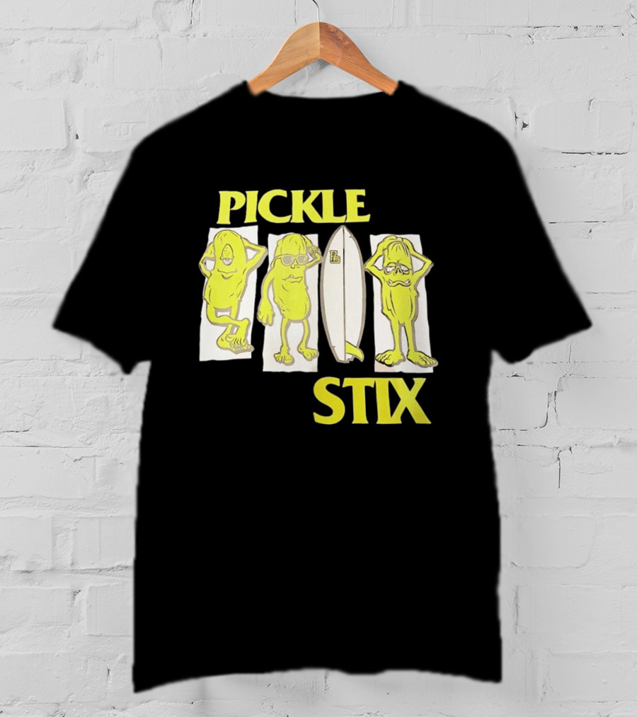 Pickle Stix Surfboard Vacation Characters T-Shirt