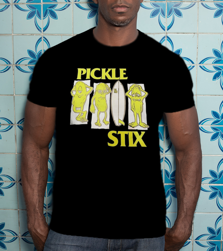 Pickle Stix Surfboard Vacation Characters T-Shirt