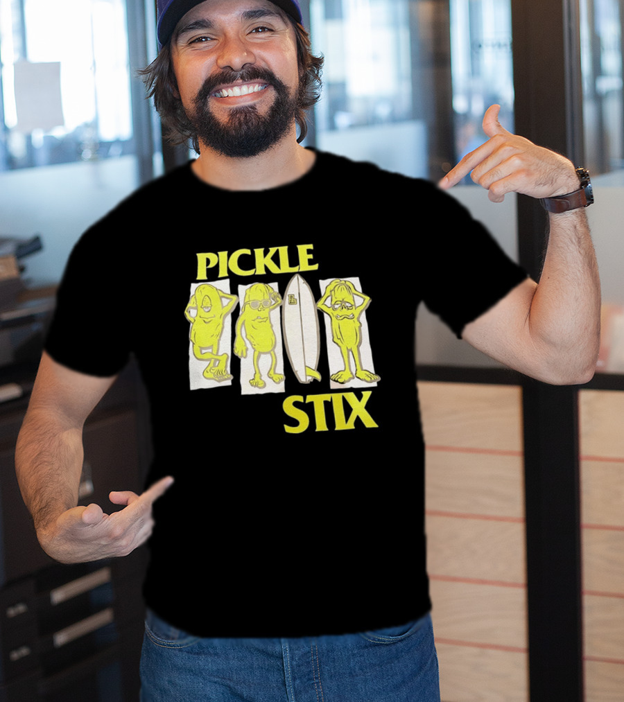 Pickle Stix Surfboard Vacation Characters T-Shirt