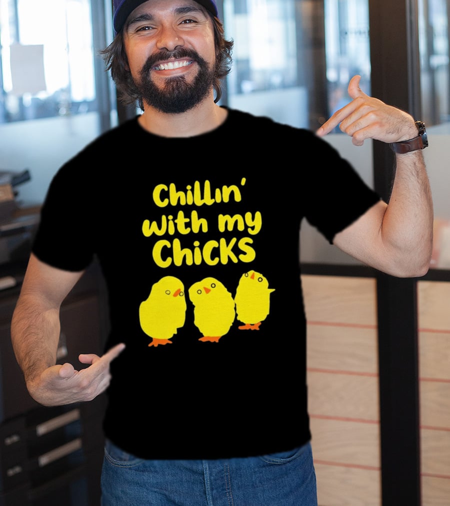 Chillin' With My Chicks Cute Yellow Cartoon Birds T-Shirt