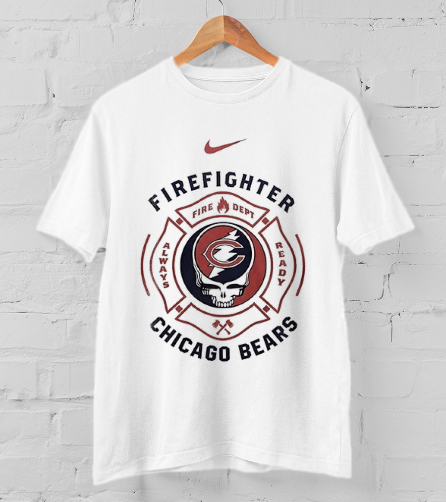 Nike Firefighter Chicago Bears Grateful Dead Collaboration T-Shirt