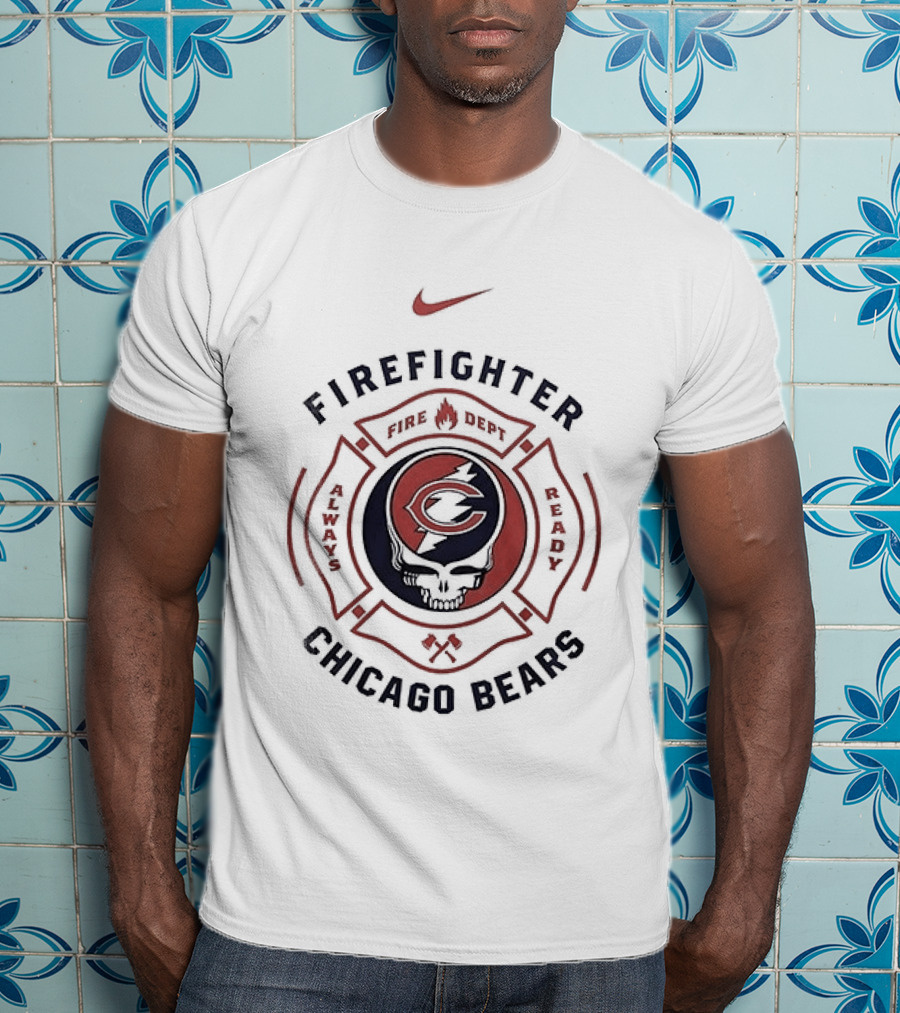 Nike Firefighter Chicago Bears Grateful Dead Collaboration T-Shirt