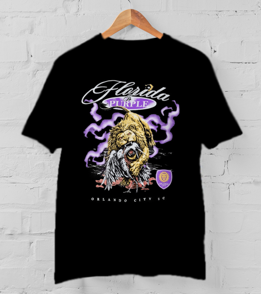 Florida Is Purple Orlando City SC Lion And Eagle Battle T-Shirt